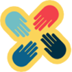 Creation charitable trust logo with 4 different colours of hand